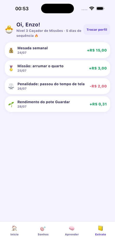 Extrato da criança