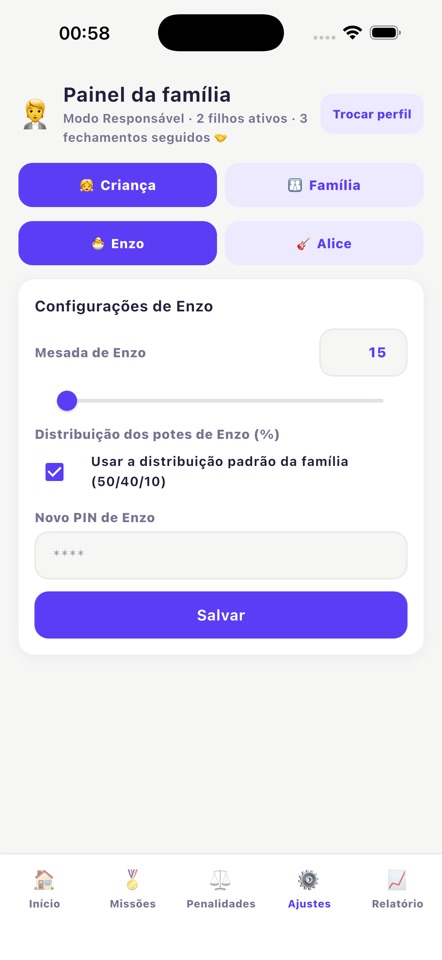 Ajustes da criança